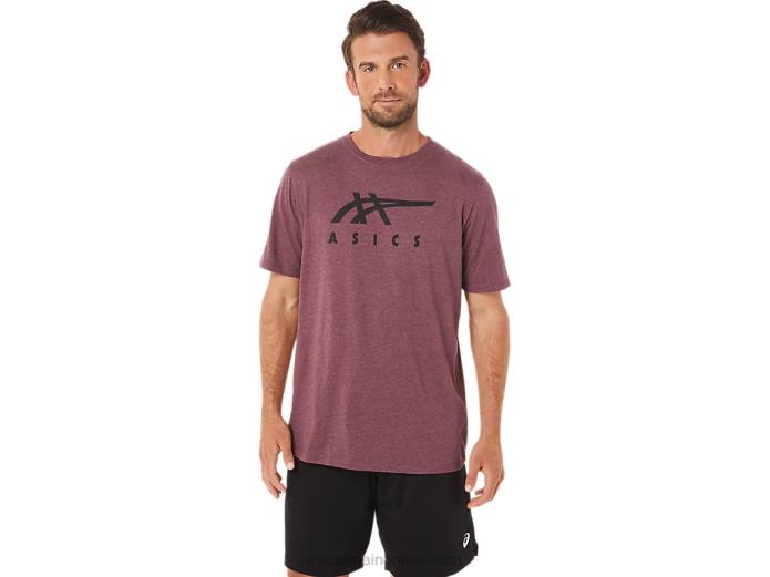 playera de manga corta a rayas Asics 4L681643 Brezo profundo de Marte