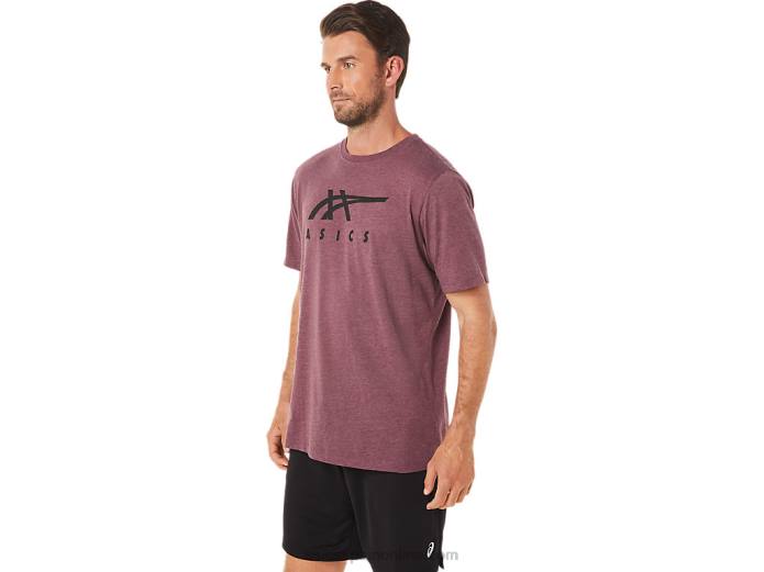 playera de manga corta a rayas Asics 4L681643 Brezo profundo de Marte