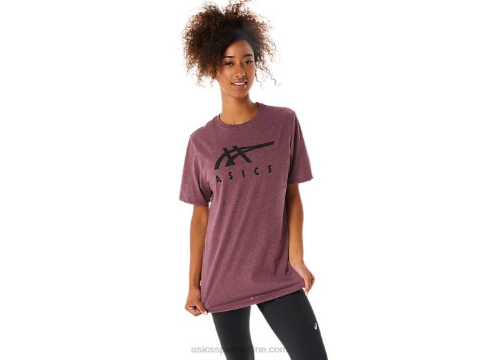 playera de manga corta a rayas Asics 4L681643 Brezo profundo de Marte