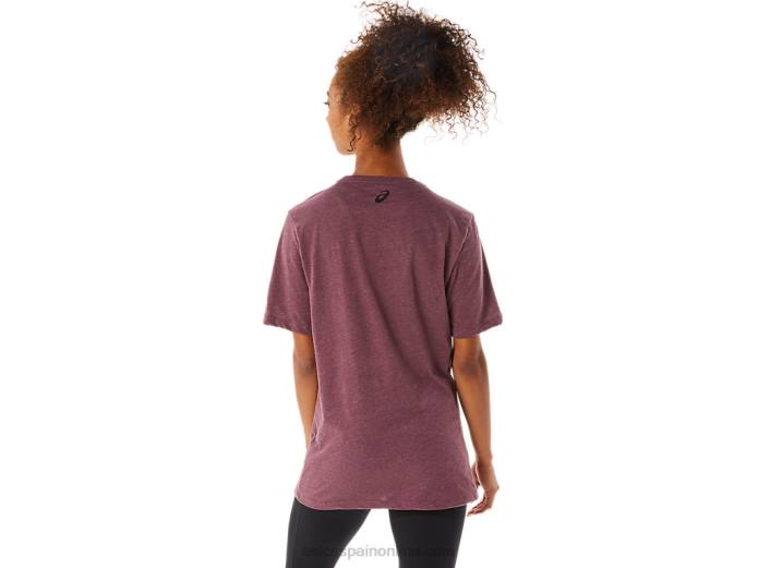 playera de manga corta a rayas Asics 4L681643 Brezo profundo de Marte