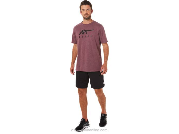 playera de manga corta a rayas Asics 4L681643 Brezo profundo de Marte