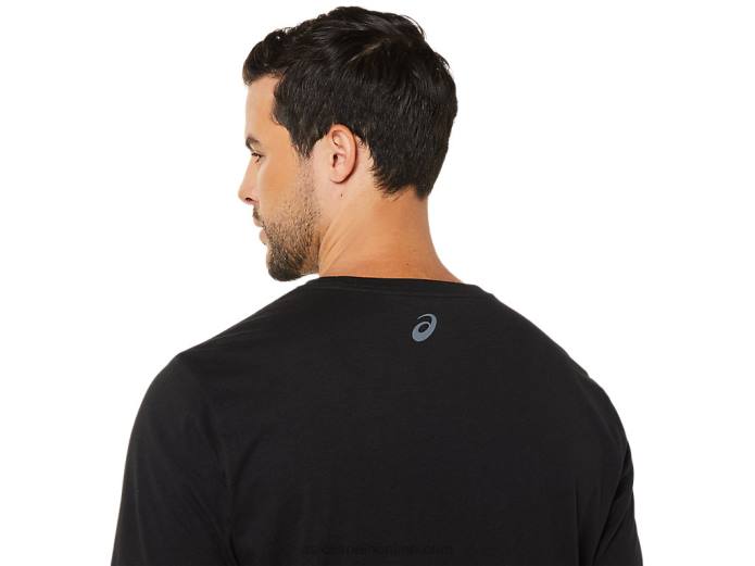 playera de manga corta a rayas Asics 4L681716 rendimiento negro