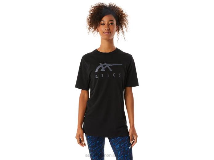 playera de manga corta a rayas Asics 4L681716 rendimiento negro
