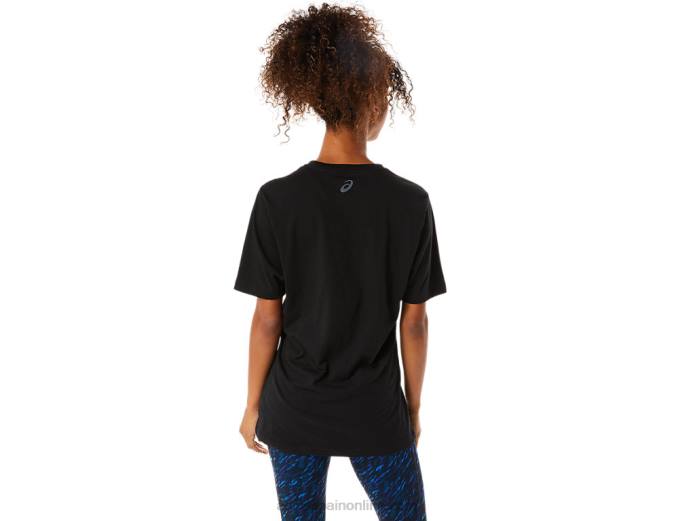 playera de manga corta a rayas Asics 4L681716 rendimiento negro