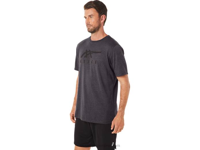 playera de manga corta a rayas Asics 4L6819 brezo gris oscuro