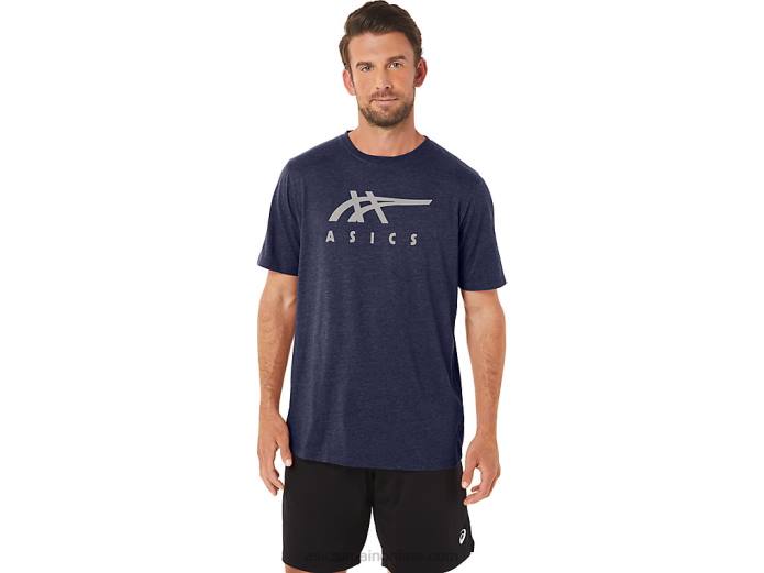 playera de manga corta a rayas Asics 4L6823 brezo chaquetón