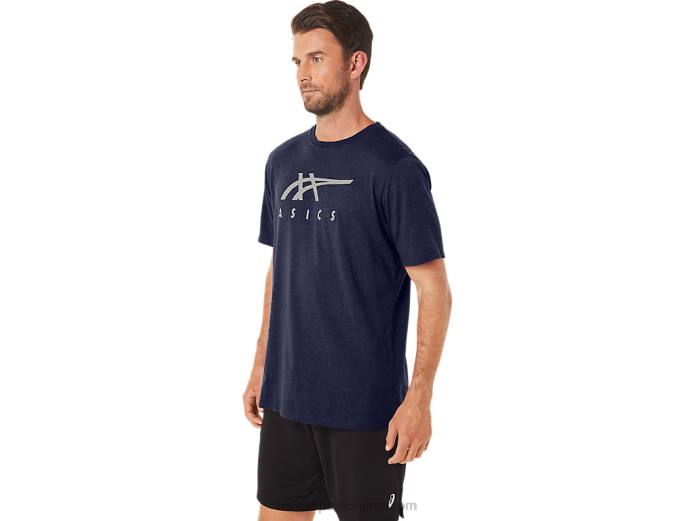 playera de manga corta a rayas Asics 4L6823 brezo chaquetón