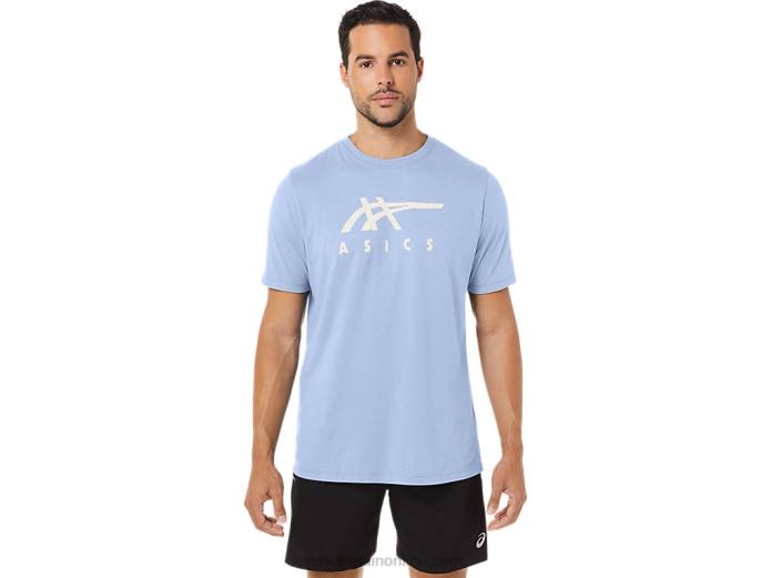 playera de manga corta a rayas Asics 4L6828 cielo suave
