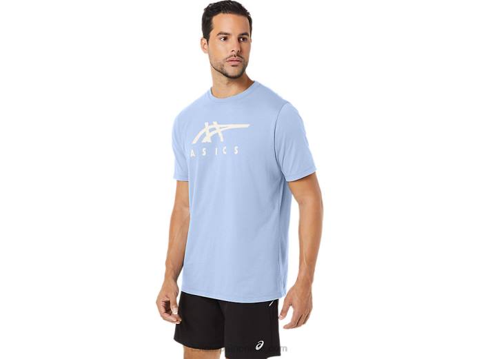 playera de manga corta a rayas Asics 4L6828 cielo suave
