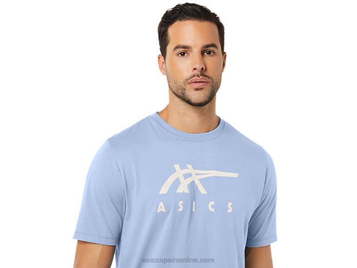 playera de manga corta a rayas Asics 4L6828 cielo suave