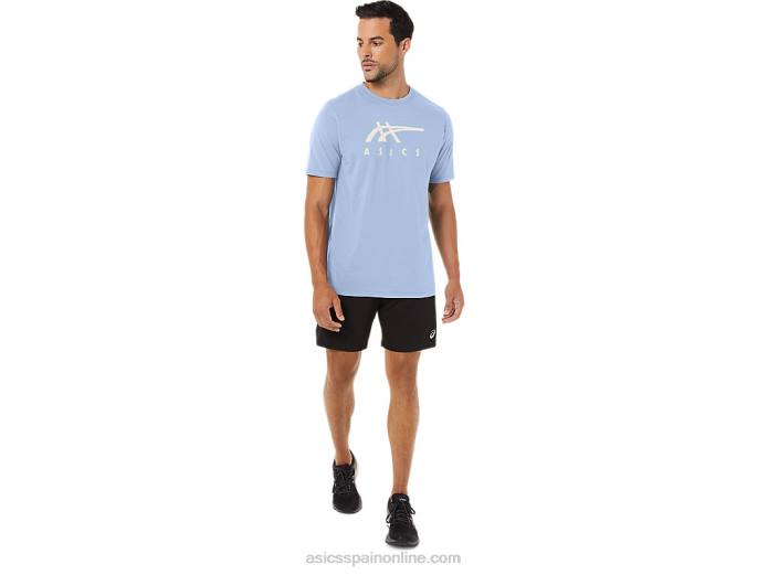 playera de manga corta a rayas Asics 4L6828 cielo suave
