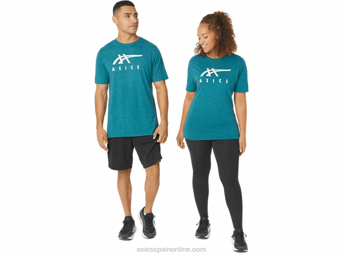 playera de manga corta a rayas Asics 4L68802 brezo de pino de terciopelo