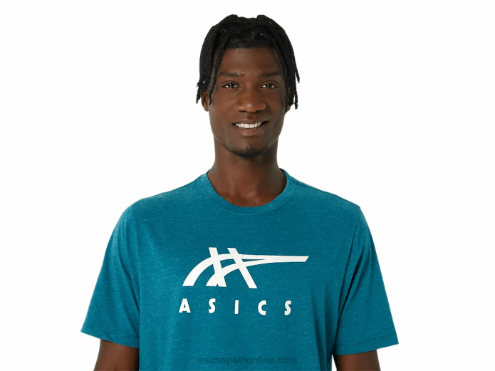 playera de manga corta a rayas Asics 4L68802 brezo de pino de terciopelo