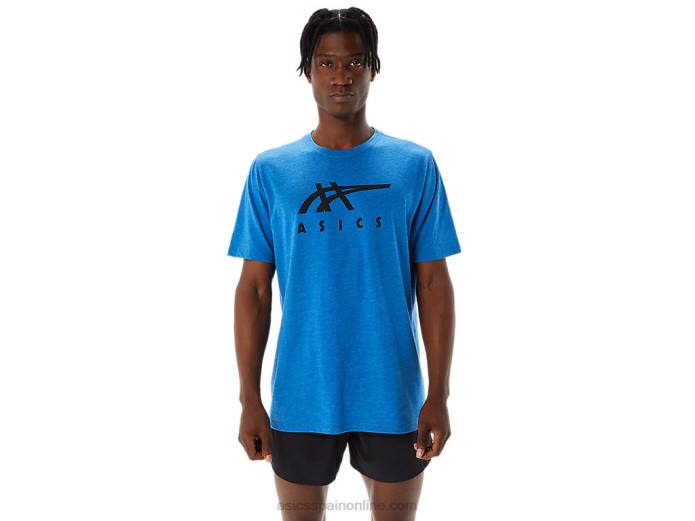 playera de manga corta a rayas Asics 4L68850 lago drive brezo