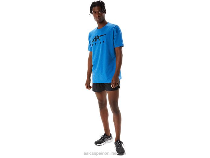 playera de manga corta a rayas Asics 4L68850 lago drive brezo