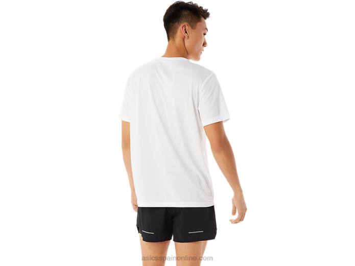 playera de manga corta con estampado de zapatos Asics 4L681368 blanco brillante