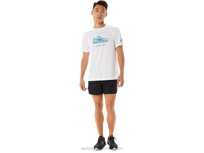 playera de manga corta con estampado de zapatos Asics 4L681368 blanco brillante