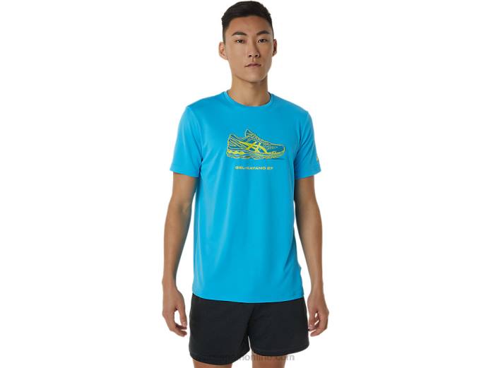 playera de manga corta con estampado de zapatos Asics 4L681376 agua digital