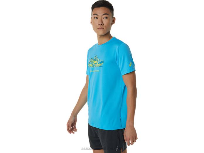playera de manga corta con estampado de zapatos Asics 4L681376 agua digital