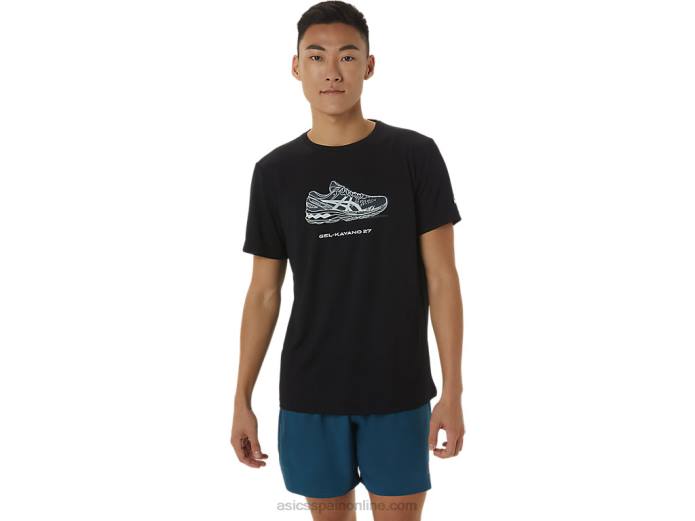 playera de manga corta con estampado de zapatos Asics 4L681380 rendimiento negro