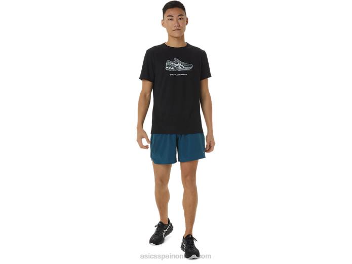 playera de manga corta con estampado de zapatos Asics 4L681380 rendimiento negro