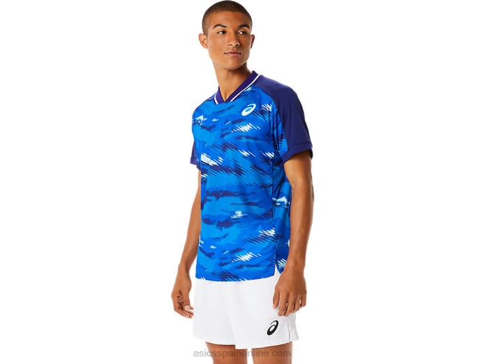 playera de manga corta con gráfico Match para hombre Asics 4L681076 buceo azul