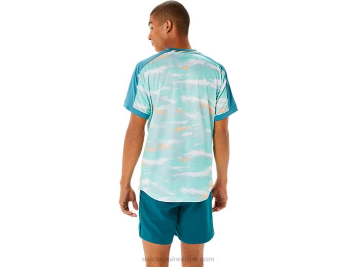 playera de manga corta con gráfico Match para hombre Asics 4L681090 pino brumoso