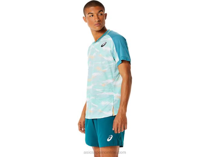 playera de manga corta con gráfico Match para hombre Asics 4L681090 pino brumoso