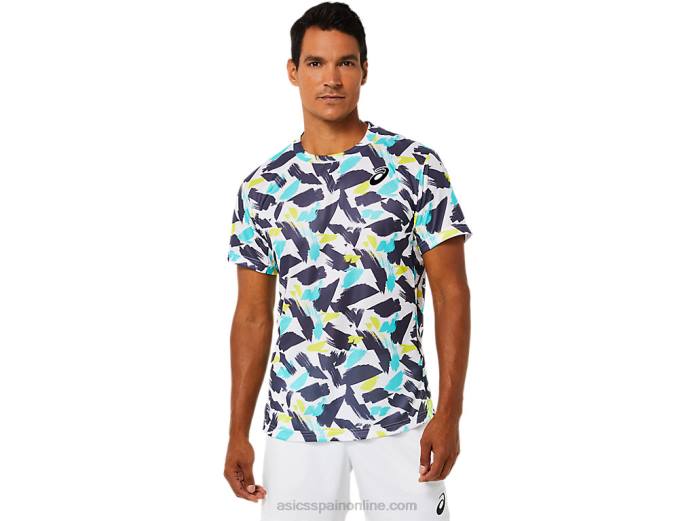 playera de manga corta con gráfico Match para hombre Asics 4L681498 blanco brillante