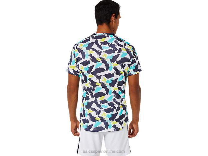 playera de manga corta con gráfico Match para hombre Asics 4L681498 blanco brillante