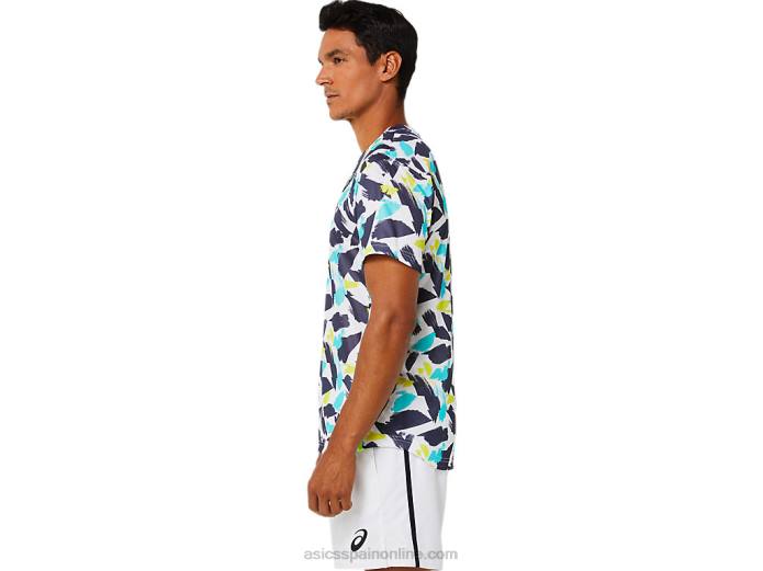 playera de manga corta con gráfico Match para hombre Asics 4L681498 blanco brillante