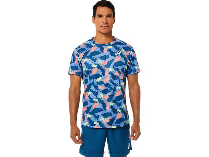 playera de manga corta con gráfico Match para hombre Asics 4L681506 índigo claro