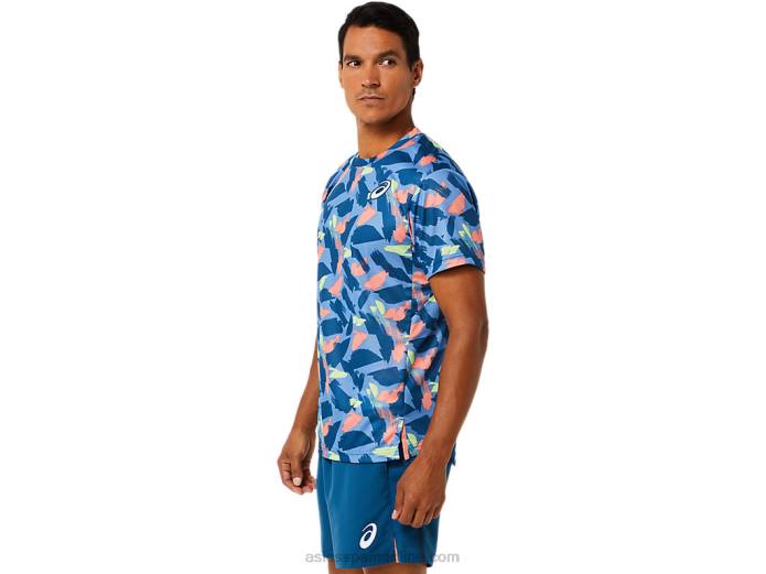 playera de manga corta con gráfico Match para hombre Asics 4L681506 índigo claro