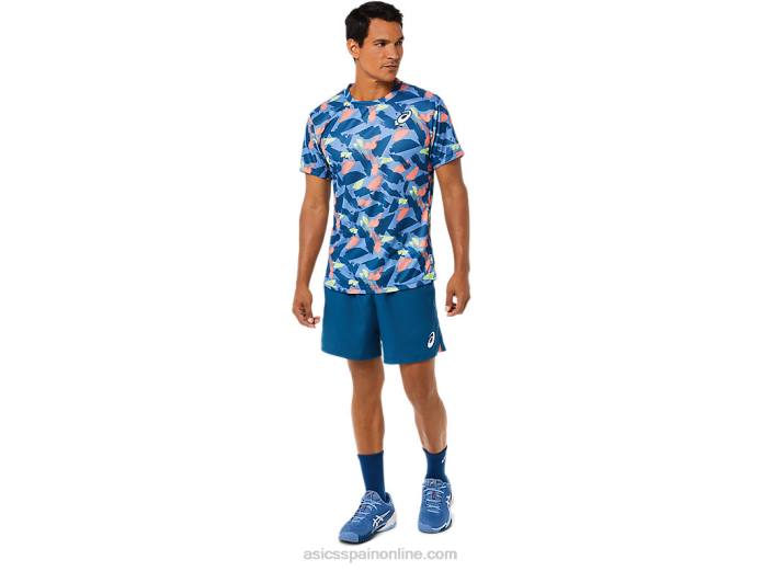 playera de manga corta con gráfico Match para hombre Asics 4L681506 índigo claro