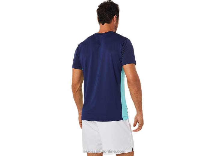 playera de manga corta con gráfico de corte para hombre Asics 4L681531 blanco brillante