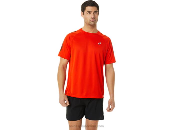 playera de manga corta con icono de hombre Asics 4L681048 tomate cherry/negro rendimiento