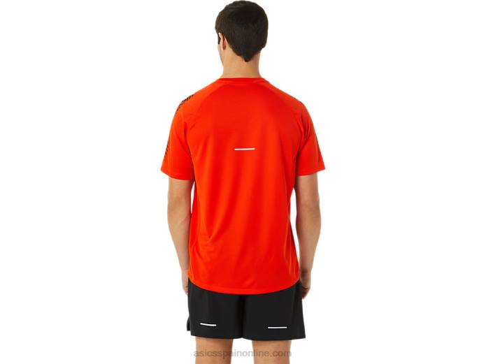 playera de manga corta con icono de hombre Asics 4L681048 tomate cherry/negro rendimiento
