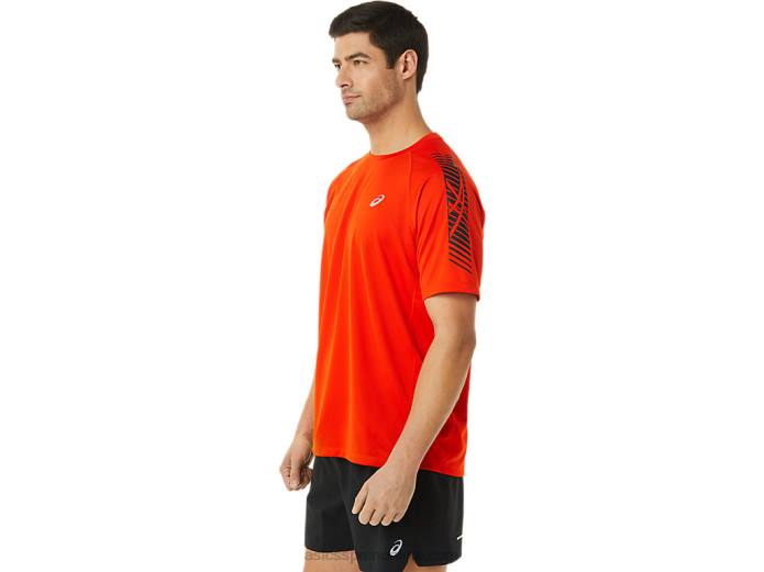 playera de manga corta con icono de hombre Asics 4L681048 tomate cherry/negro rendimiento