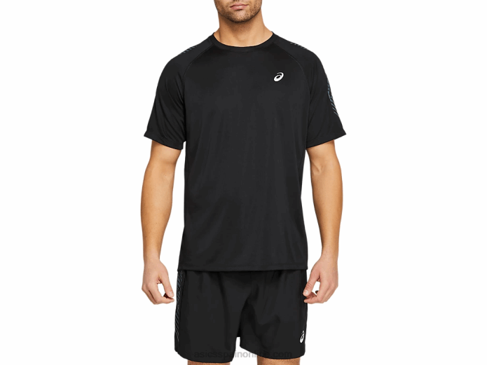 playera de manga corta con icono de hombre Asics 4L681978 negro rendimiento/gris portador