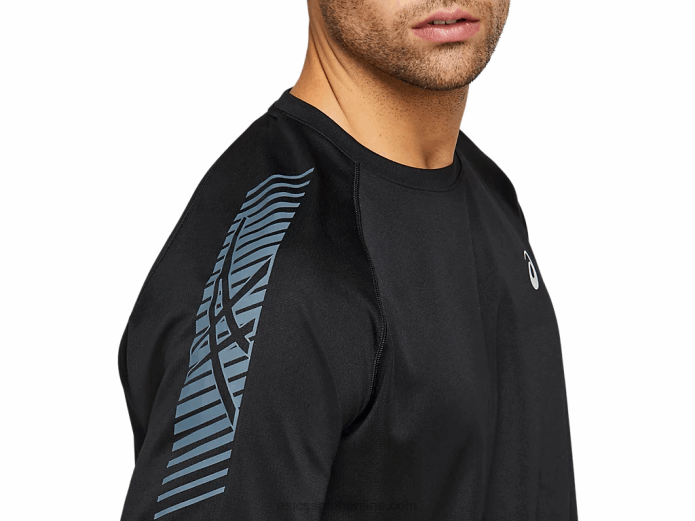 playera de manga corta con icono de hombre Asics 4L681978 negro rendimiento/gris portador