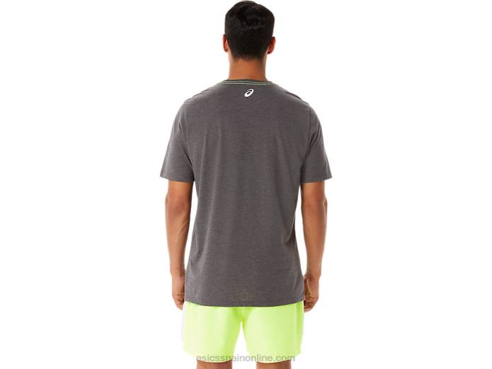 playera de manga corta gráfica para hombre Asics 4L681280 brezo gris oscuro