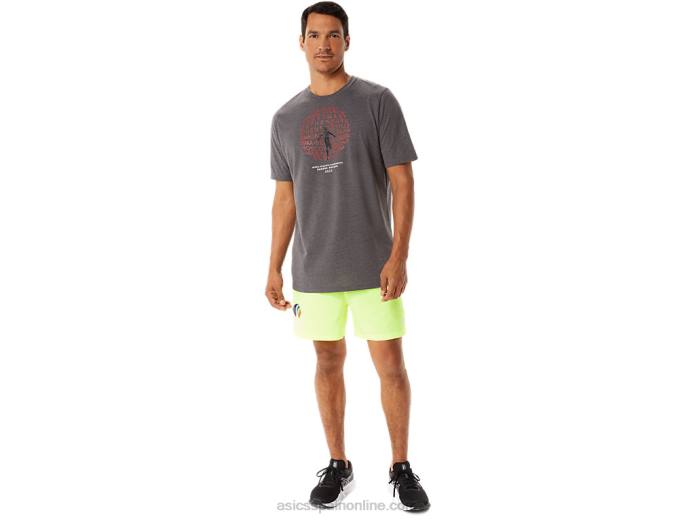 playera de manga corta gráfica para hombre Asics 4L681280 brezo gris oscuro