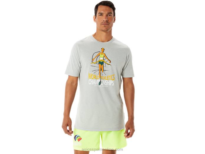 playera de manga corta gráfica para hombre Asics 4L681281 brezo gris claro