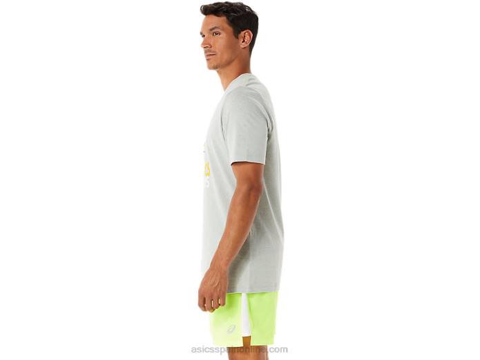playera de manga corta gráfica para hombre Asics 4L681281 brezo gris claro