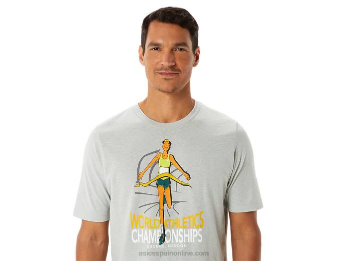 playera de manga corta gráfica para hombre Asics 4L681281 brezo gris claro