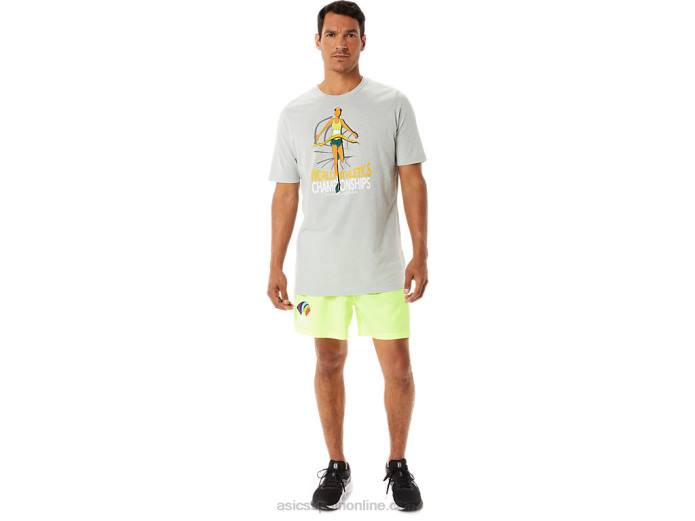 playera de manga corta gráfica para hombre Asics 4L681281 brezo gris claro