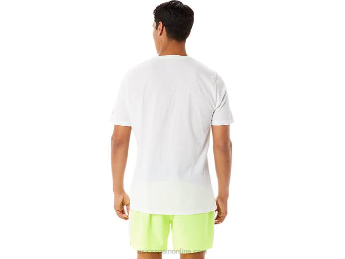 playera de manga corta gráfica para hombre Asics 4L681286 blanco brillante