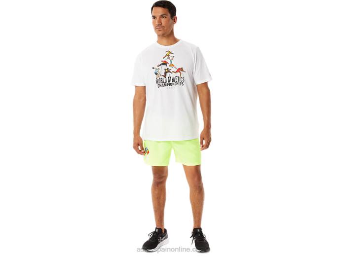playera de manga corta gráfica para hombre Asics 4L681286 blanco brillante