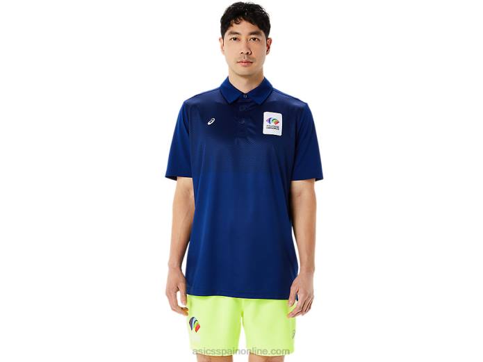 polo con degradado hexagonal para hombre wch Asics 4L681216 azul oscuro (pantone 281c)