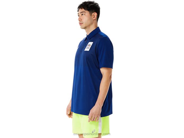 polo con degradado hexagonal para hombre wch Asics 4L681216 azul oscuro (pantone 281c)